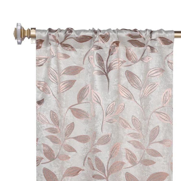Superior Modern Bohemian Leaves Polyester Machine Washable Room Darkening Blackout Curtains by Superior (Set of 2)