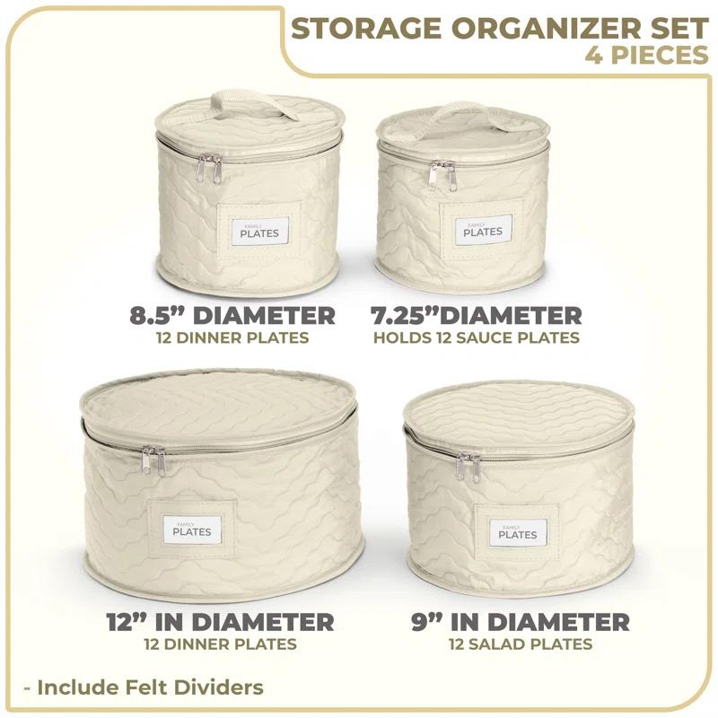Sorbus 4 Piece Quilted Dinnerware Storage Set