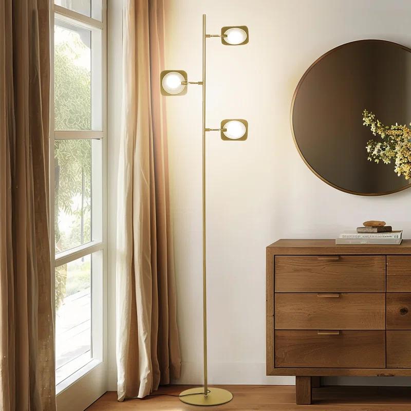 Brightech Tree Industrial LED 3-Way Dimming Floor Lamp with 3 Adjustable Spot Lights