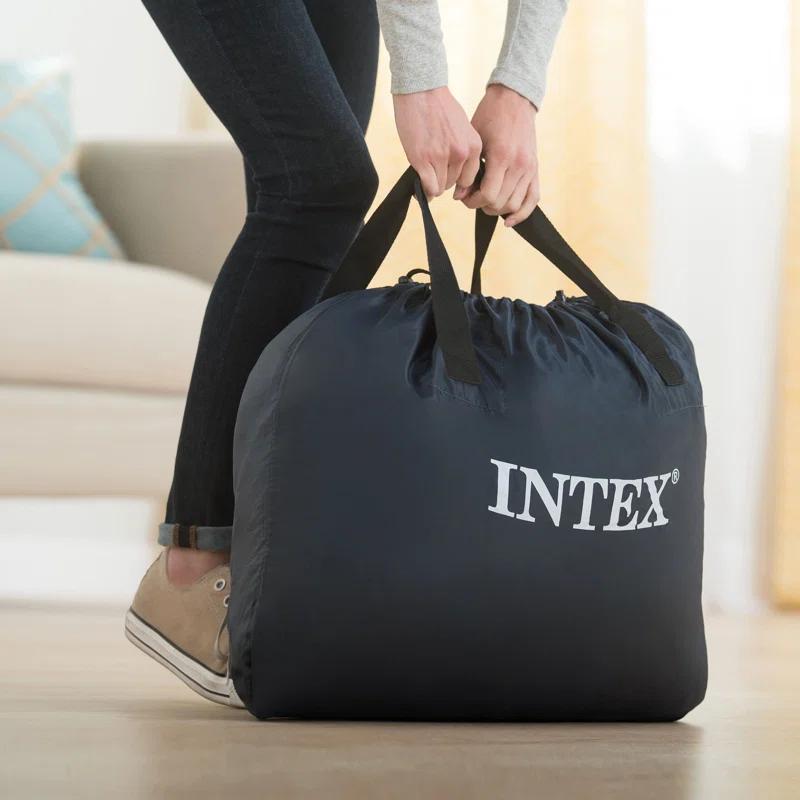 Intex Ultra Plush Fiber Tech Airbed Mattress with Built in Pump