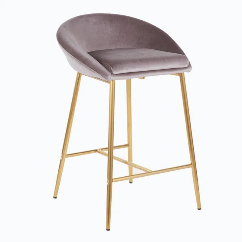 Wenty Glam Upholstered Counter Stool with Metal Frame (Set of 2)