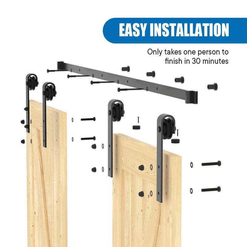 Lazio Steel Double Door Barn Door Hardware Kit