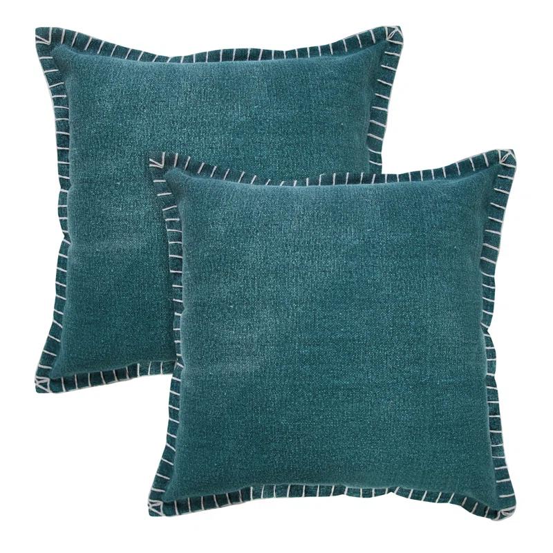 Rajani Home Contemporary Solid Stonewashed Handmade Cotton Throw Pillow Set