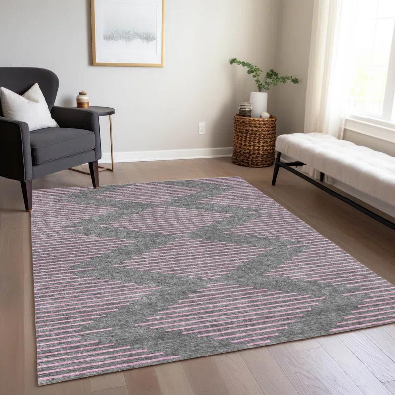 Machine Washable Indoor/Outdoor Chayden ACN1017 Gray Rug