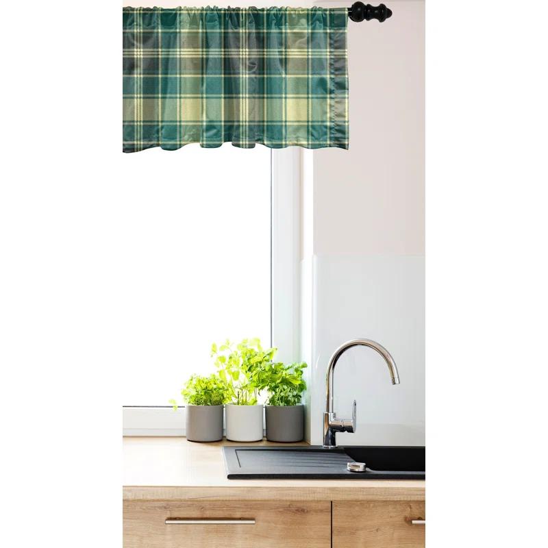 Ambesonne Ambesonne Plaid Valance Pack of 2 Stripes in Tartan Pattern Yellow Jade Green Grey