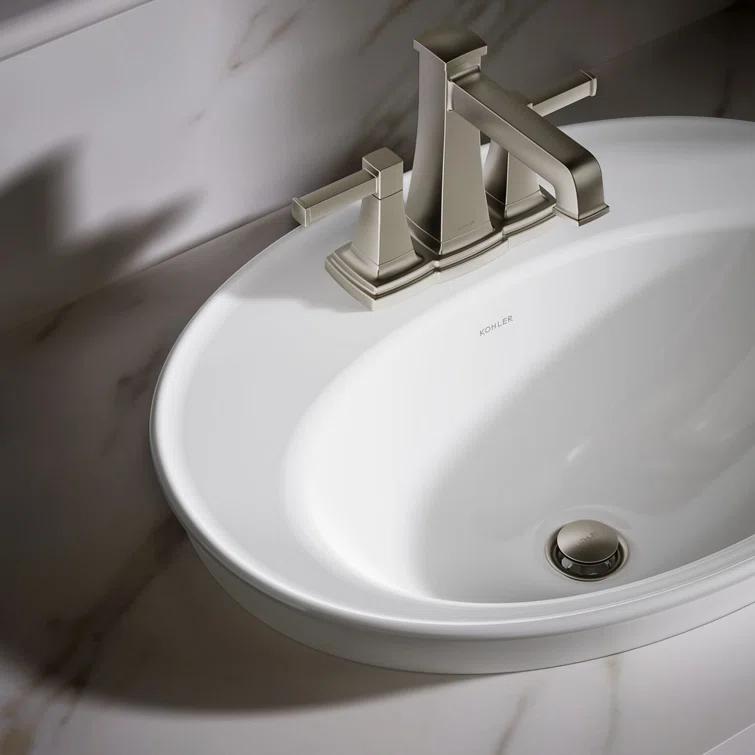 Serif® Ceramic Oval Drop-In Bathroom Sink with Overflow