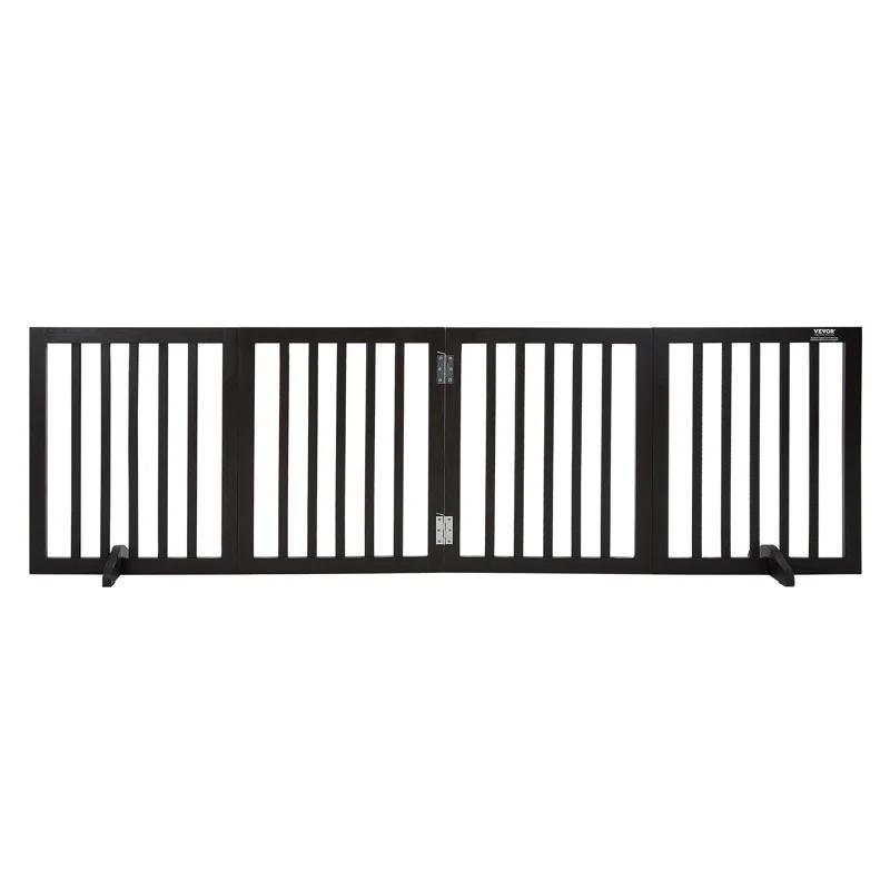 Solid Wood Free Standing Pet Gate With Door