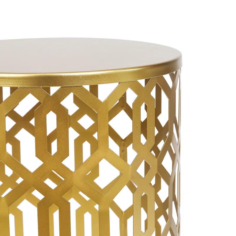 Rosdorf Park Arvil Golden Round Metal End Table(set of 2)