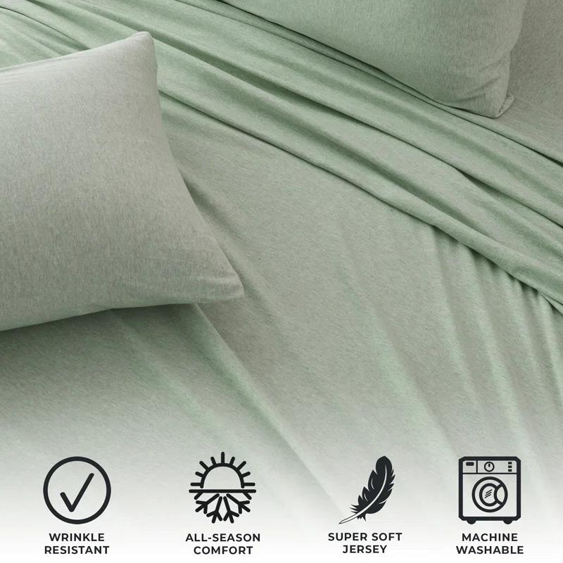 FreshFolds Cotton Blend Jersey Knit Super Soft Sheet Set