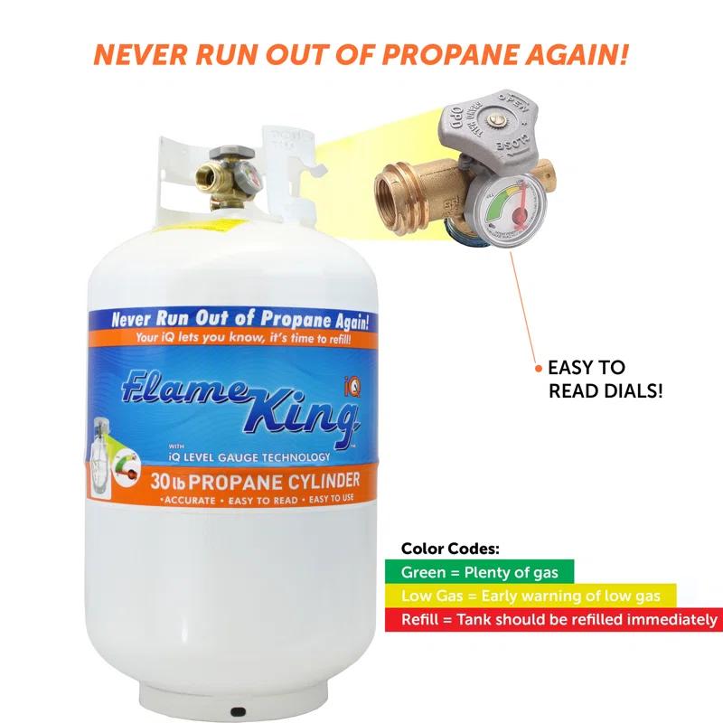Flame King Flame King 30LB Empty Steel Propane Tank LP Cylinder, OPD Valve & Built-in Gauge for Grills & BBQs