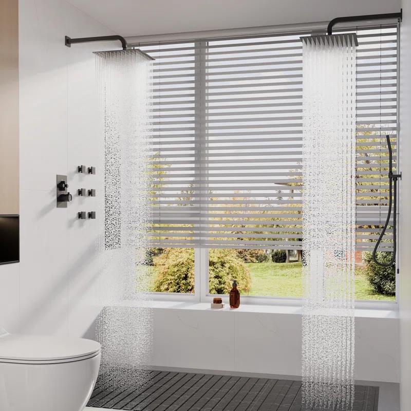 CASAINC CS6228-12MB Dual Shower Head Thermostatic Rainfall Shower System with Rough in-Valve and Shower Body Spray