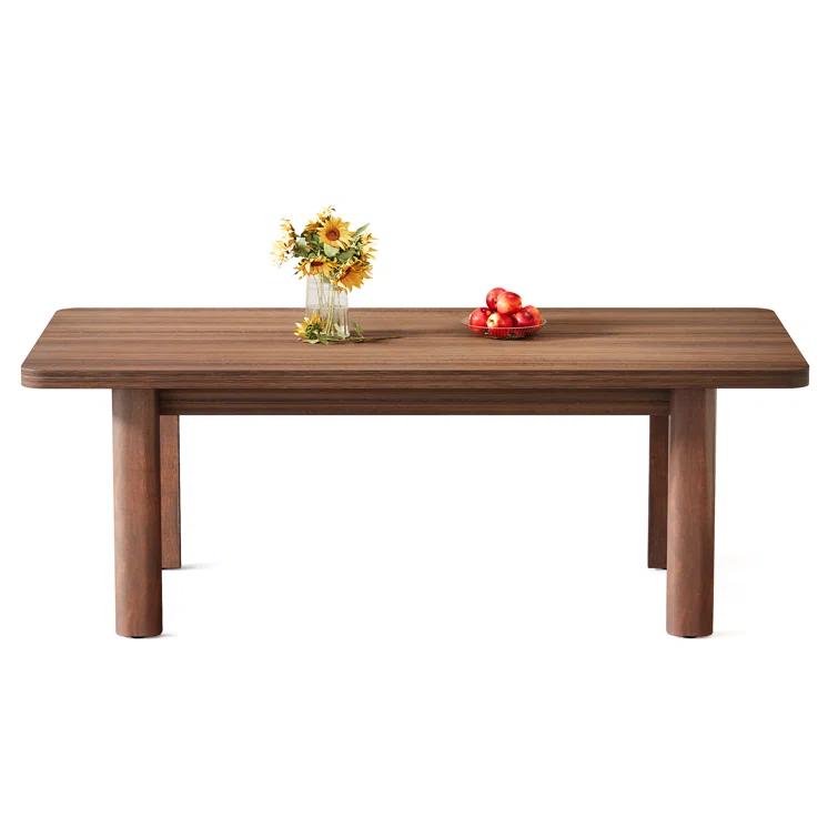 Union Rustic Wood Dining Table For 4-6 People, 63 Inch Farmhouse Kitchen Table With Solid Wood Legs