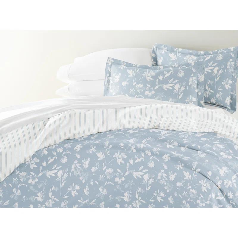 IEnjoy Home 8-Piece Reversible Bedding Bundle - Patterned Duvet Cover, Comforter Insert and Solid Sheet Set