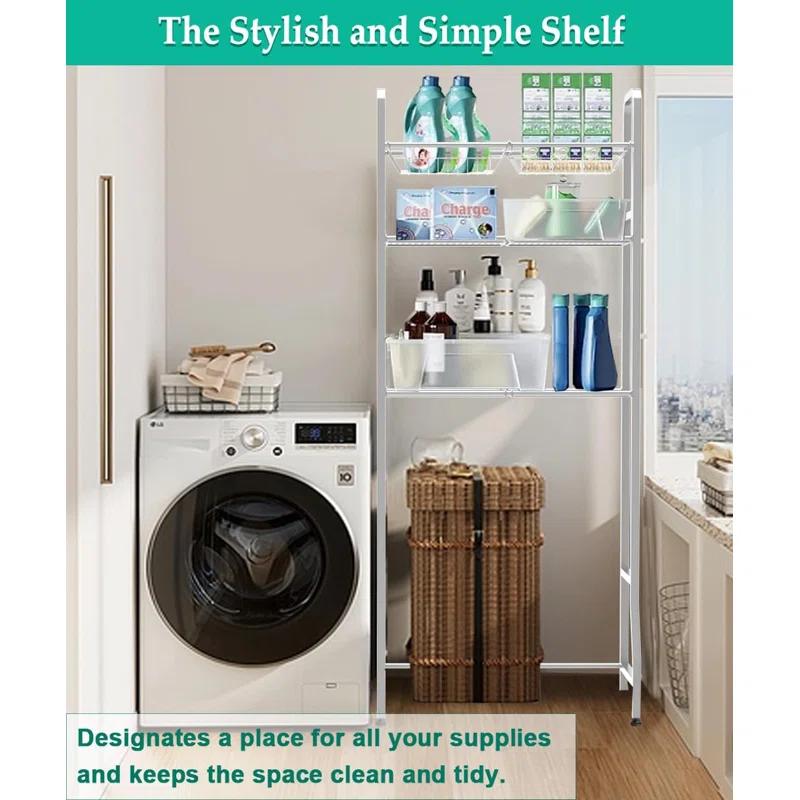 Over The Toilet Storage Shelf For Bathroom, 3-Tier Above Toilet Rack Bathroom Organizer With Adjustable Shelves And Hanging Hooks, Easy To Assemble & Space Saving, White