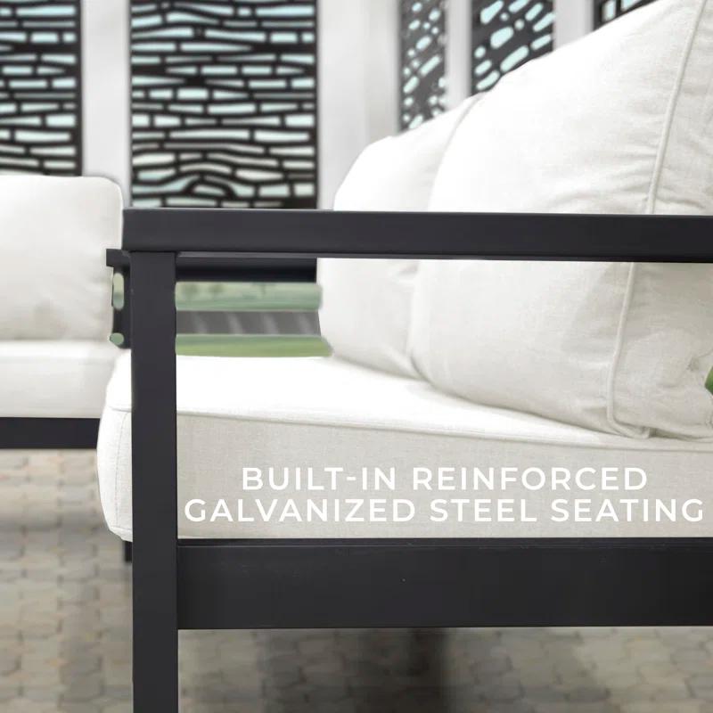 Backyard Discovery Backyard Discovery Ridgedale 12' x 8' Modern Galvanized Steel Cabana Corner Pergola with Shade Sail Canopy and Conversation Seating