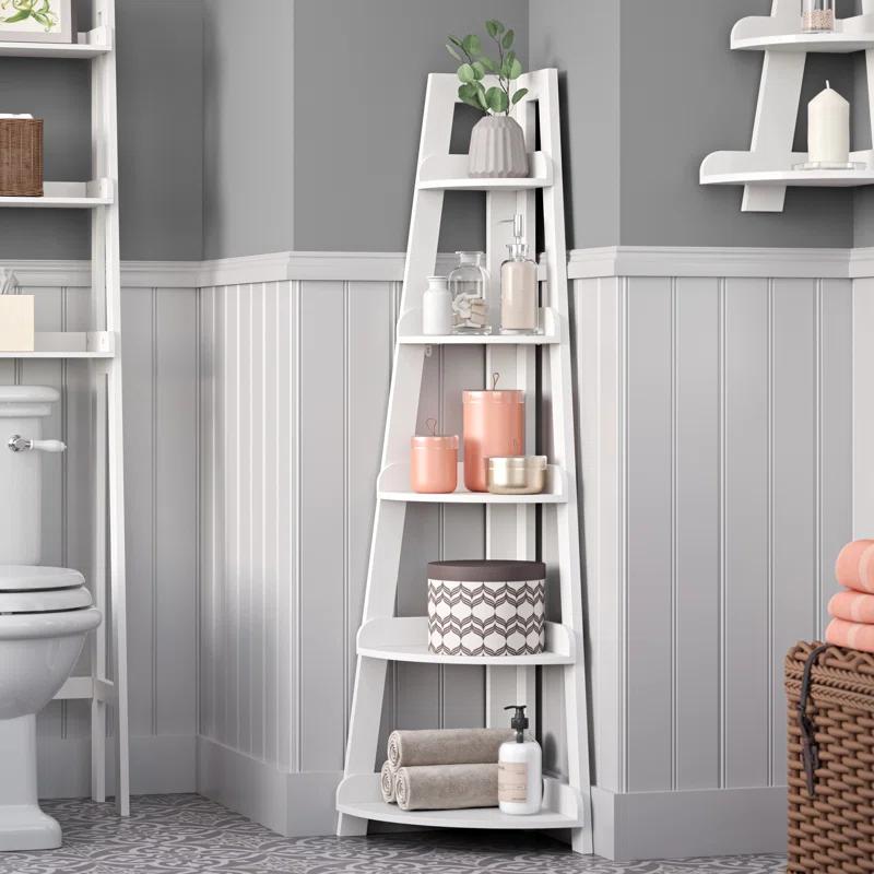RiverRidge Home RiverRidge Amery 5-Tier Tall Corner Ladder Shelf Tower with Display Shelf and Corner Storage for Bathroom, Living Room, Office