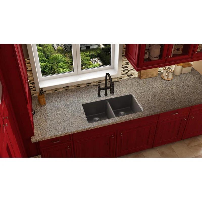 Elkay ELXU3322CN0 Quartz Luxe 33" L x 19" W Double Basin Undermount Kitchen Sink