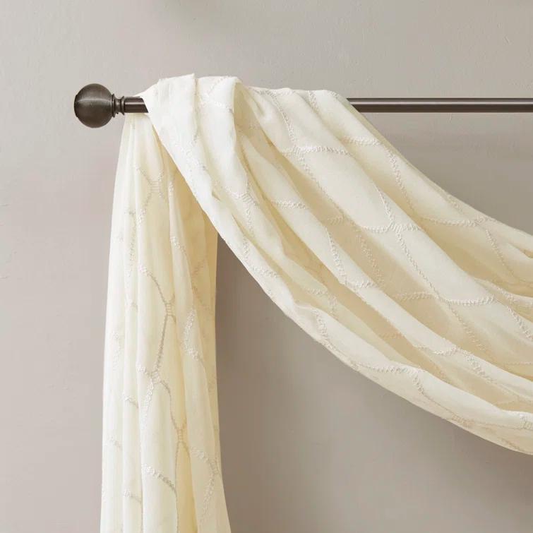 Madison Park Irina Solid Sheer Embroidered Single Window Scarf