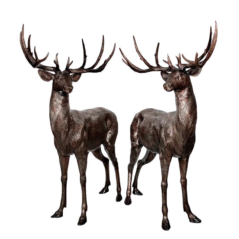 Metropolitan Galleries Bronze Buck and Doe 2 Piece Sculpture Set