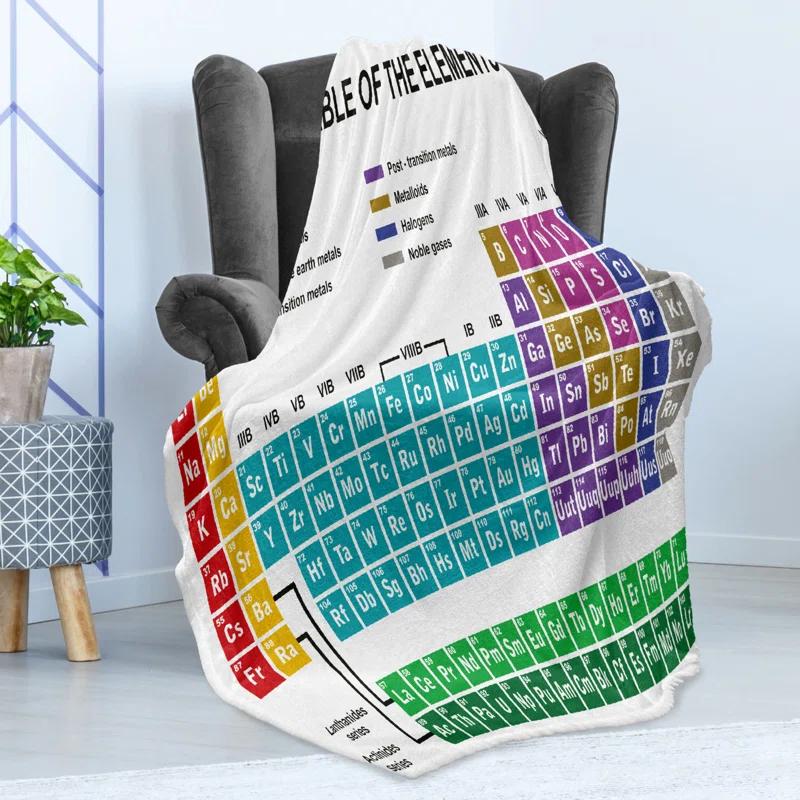 Ambesonne Ambesonne Periodic Table Fleece Throw Blanket Modern Vibrant Multicolor