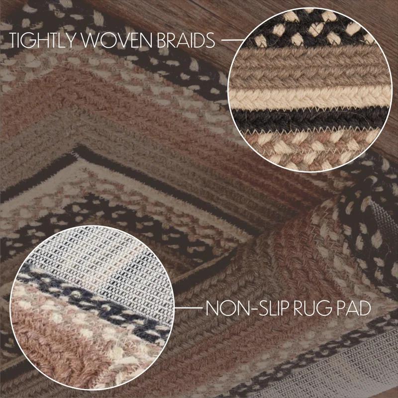 VHC Brands Sawyer Mill Charcoal Creme Jute Rug W/ Pad