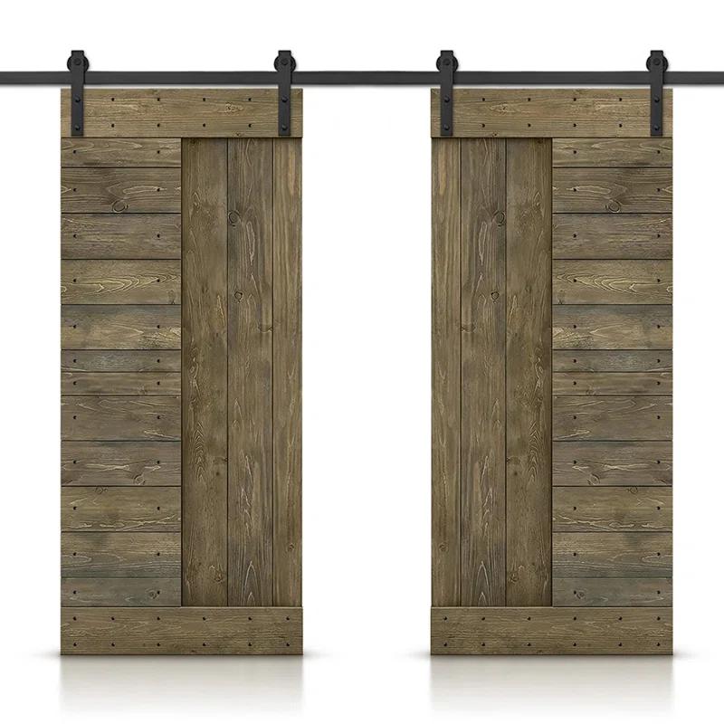 Calhome 84'' Solid Wood Paneled Painted with Installation Hardware Kit Barn Door