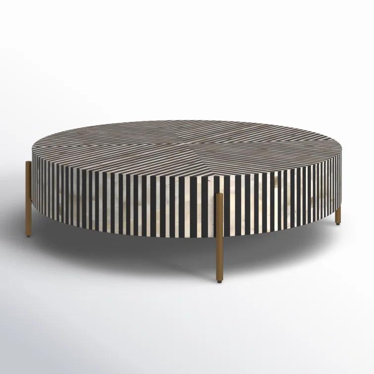 Modern 48" Black and White Metal Round Coffee Table