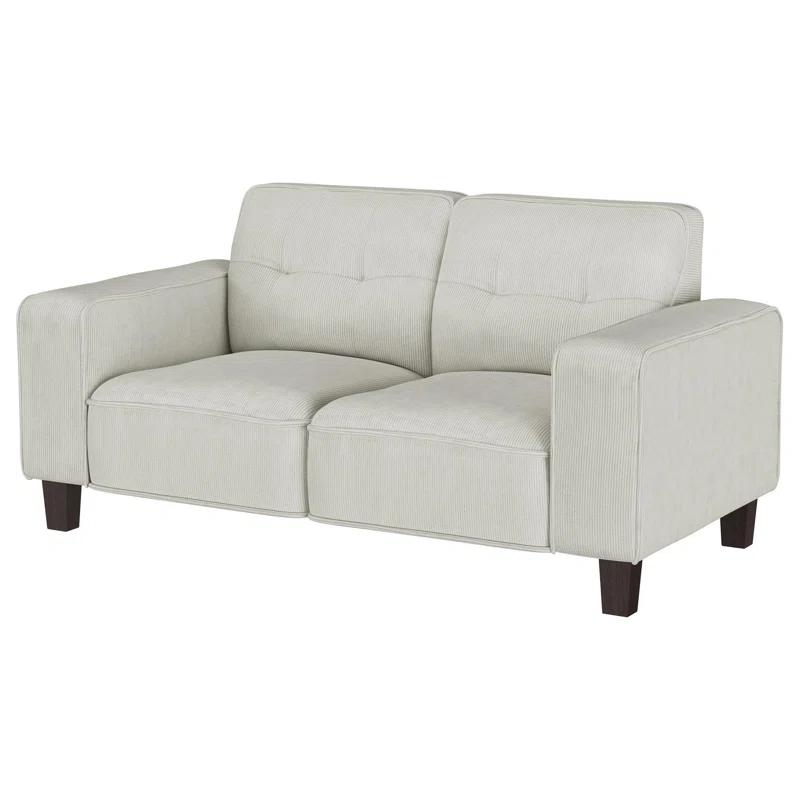 Benjara Dero Loveseat, 58 Inch, Faux Corduroy, Modern Track Arms