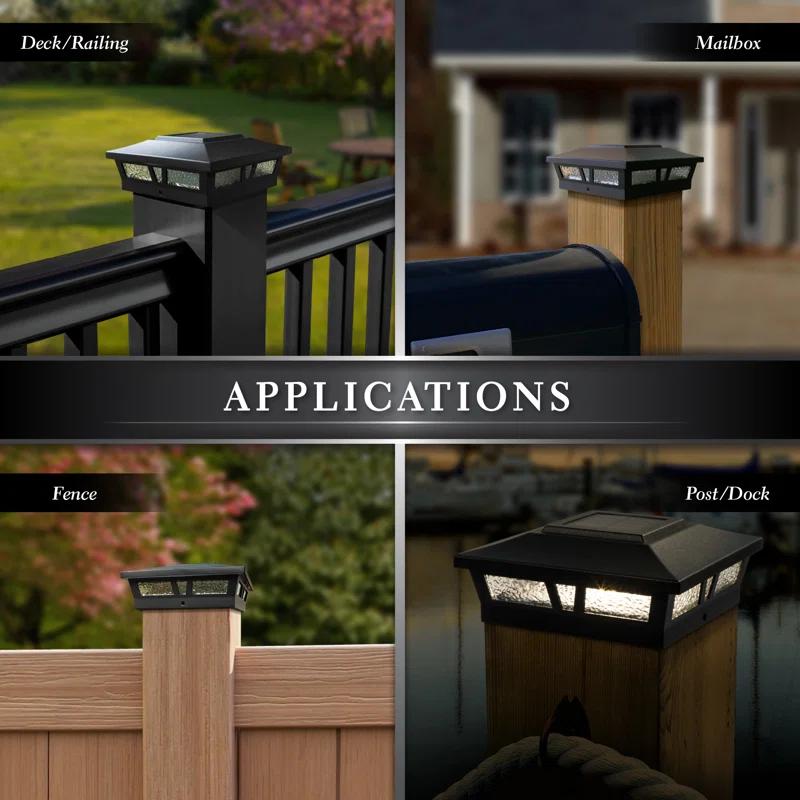 Classy Caps Oxford Solar Powered Integrated LED Aluminium Fence Post Cap Light 6 in. x 6 in. with Base Adapter Included