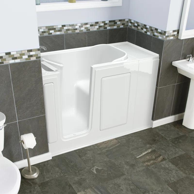 Safety Tubs 48'' x 29.75'' Walk-in Soaking Fiberglass Bathtub with Faucet SSA4828LS-WH