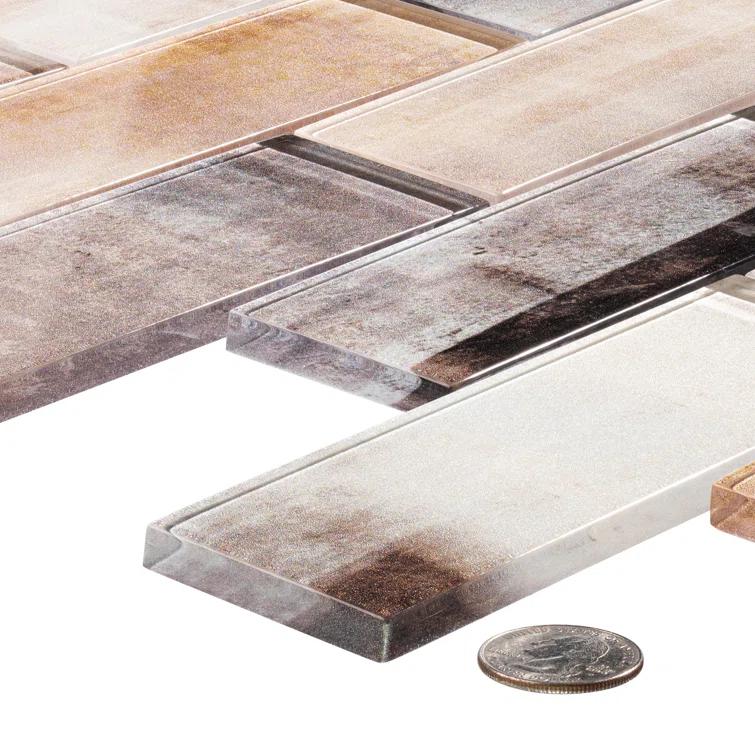 Andova Migdal 2'' x 6'' Glass Brick Joint Mosaic Kitchen Backsplash, Bathroom, Shower, Wall and Floor Tile