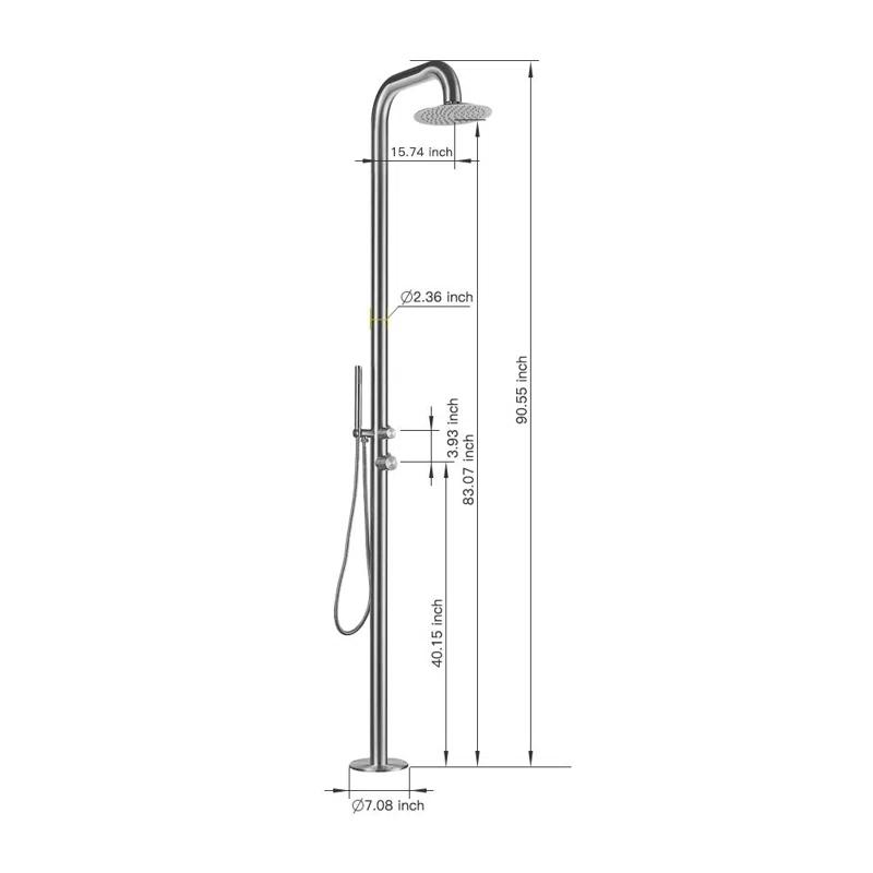 Stainless Steel Free Standing Outdoor Shower