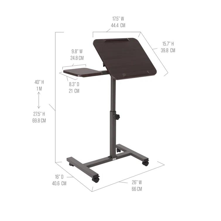 Seville Classics airLIFT Adjustable Height Rolling Tiltable Desk with Mouse Stand