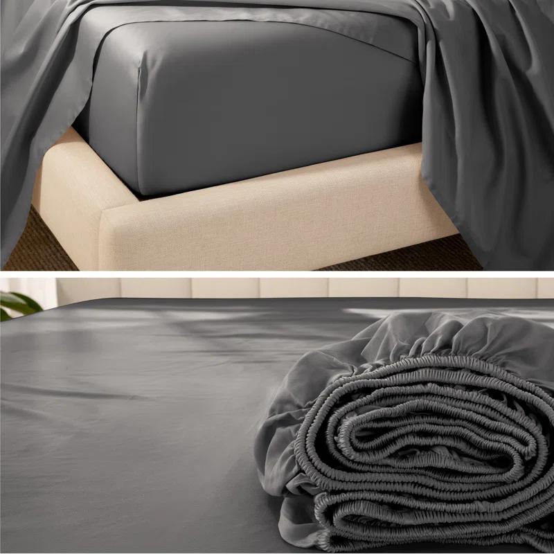 Bare Home Organic Sateen Machine Woven Fitted Sheet