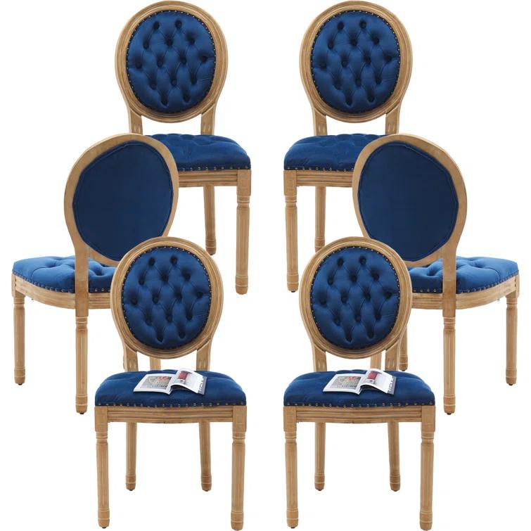 One Allium Way® French Style Vintage Solid Wood Upholstered Dining Chair (Set of 4)