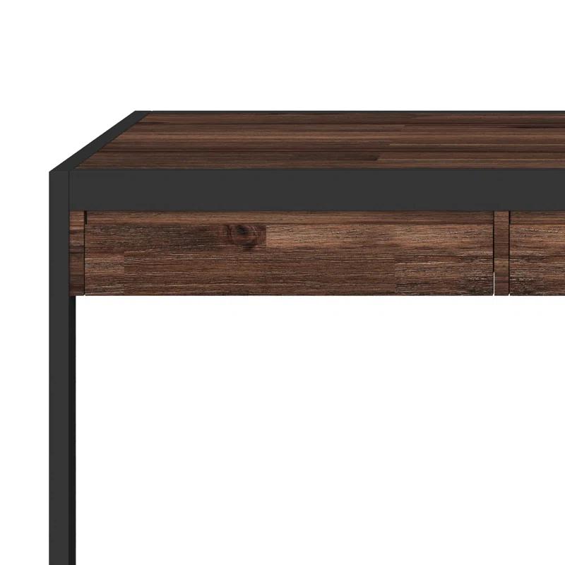 Simpli Home Erina 48"W Solid Acacia Wood Small Desk, Industrial Style with Keyboard Tray and 2 Drawers