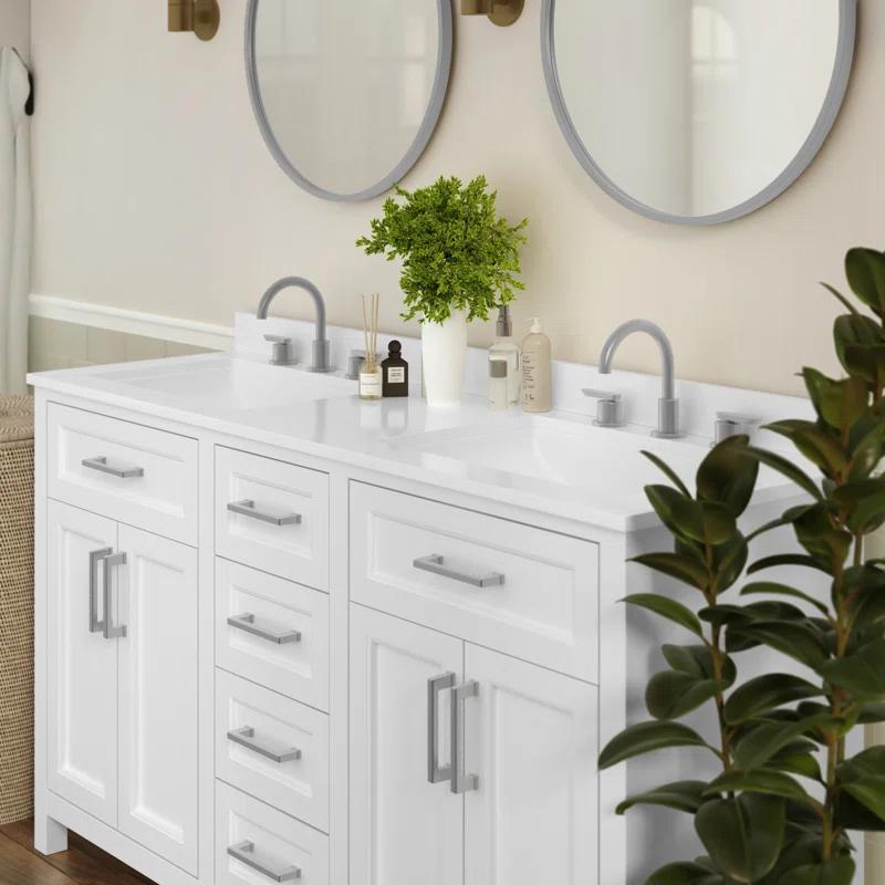 Flash Furniture Bathroom Vanity With 2 Sinks, 2 Storage Cabinets, And 6 Drawers & Reviews | Wayfair