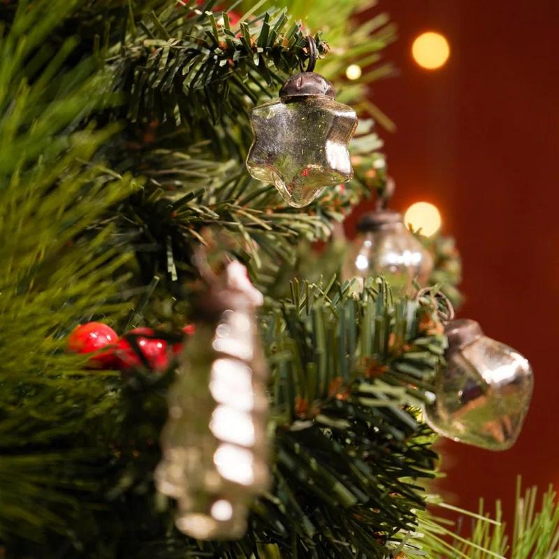 25 Piece Silver Mercury Glass Christmas Ornaments Vintage Christmas Decorations For Tree, Halloween, New Year, Valentine Day, Holidays, Event And Wedding Party Decor