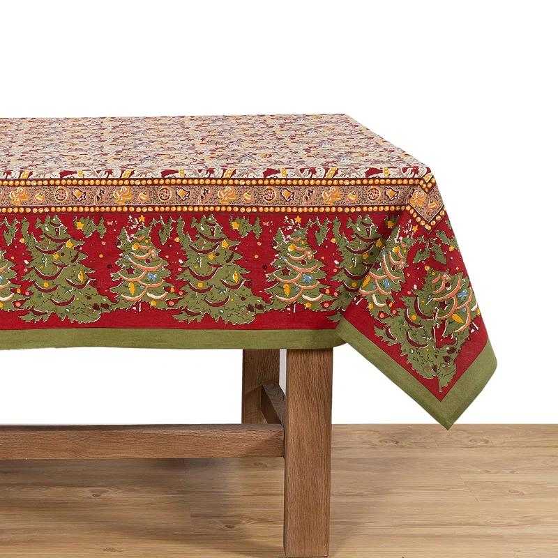 The Holiday Aisle® Liller Red/Green/Orange Tablecloth - Rectangular