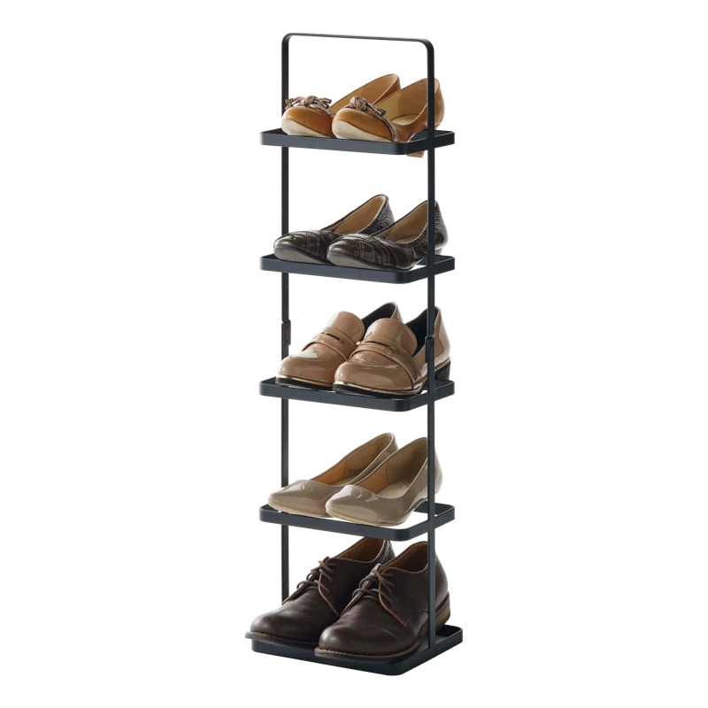 Yamazaki Home Steel Upright 5 Pair Shoe Rack with Handle