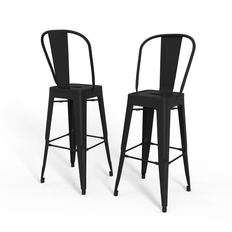 Simpli Home Fletcher Counter Stool with Metal Frame (Set of 2)