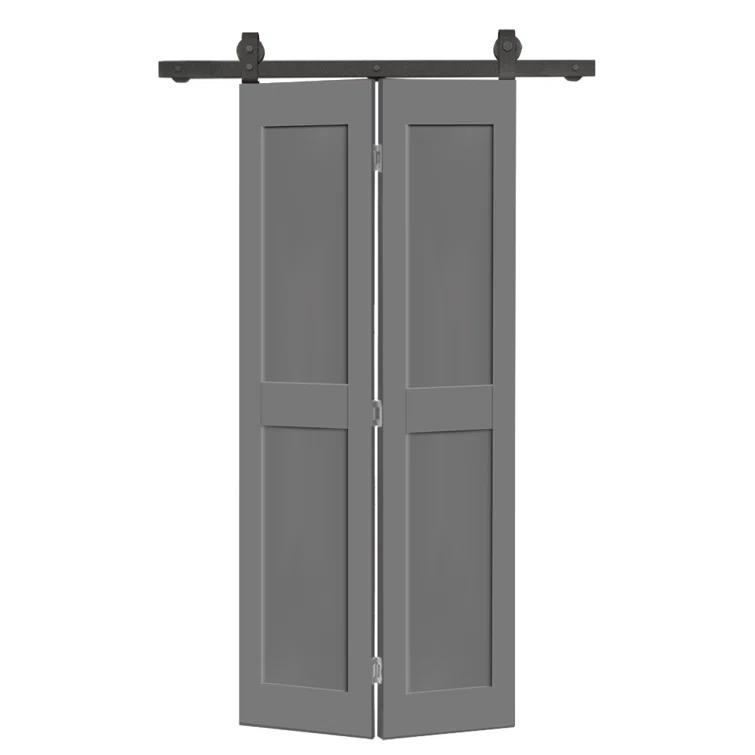 Calhome 2 PANEL Shaker Composite Bi-Fold Door with Sliding Barn Door Hardware KitColor