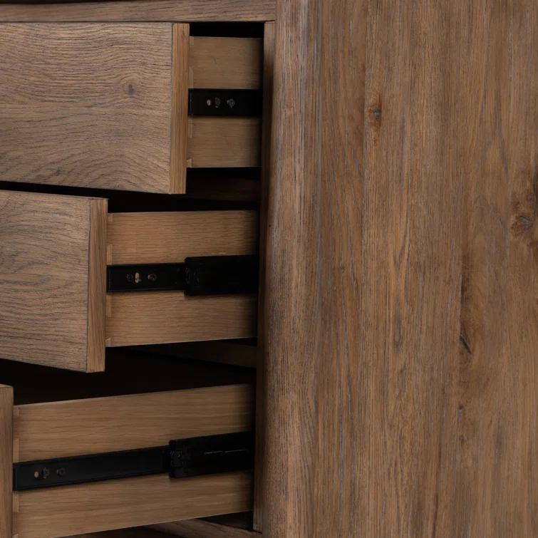 Weathered Oak Rustic 3-Drawer Nightstand