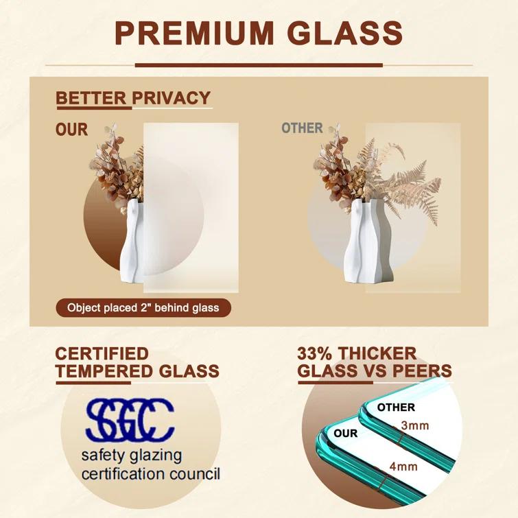 Home Worthy Frosted Glass Solid Manufactured Wood Painted Sliding Barn Door with Nickel-Hardware Kit(No Assembly Required)