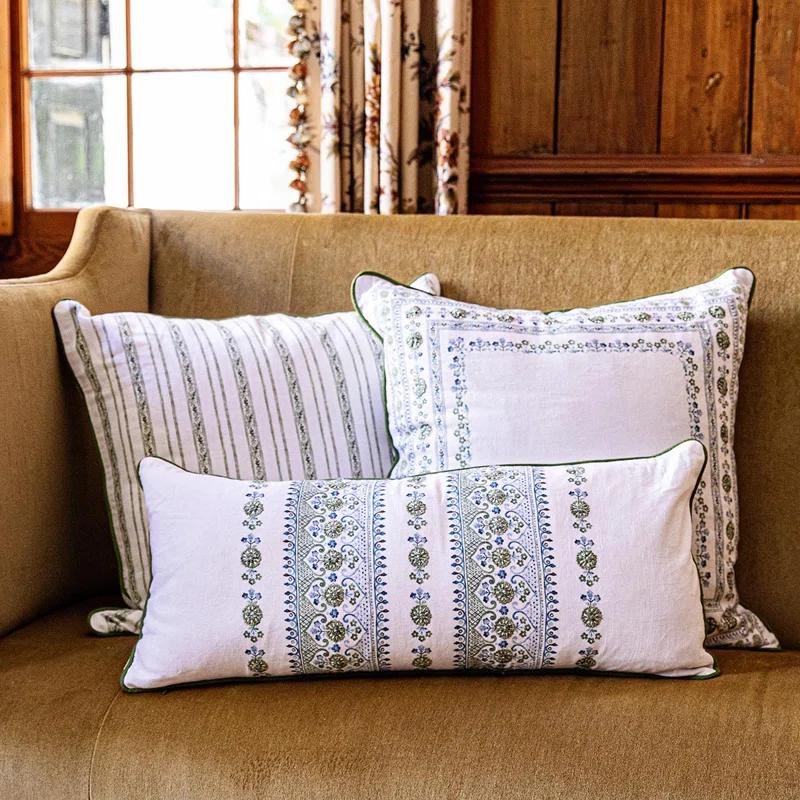 Juliska Seville 11" x 22" Pillow Cover & Insert - Green/White