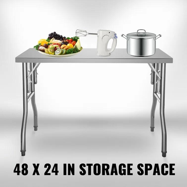 VEVOR VEVOR Stainless Steel 48'' L x 24'' W x 33.5'' H Adjustable Work Table