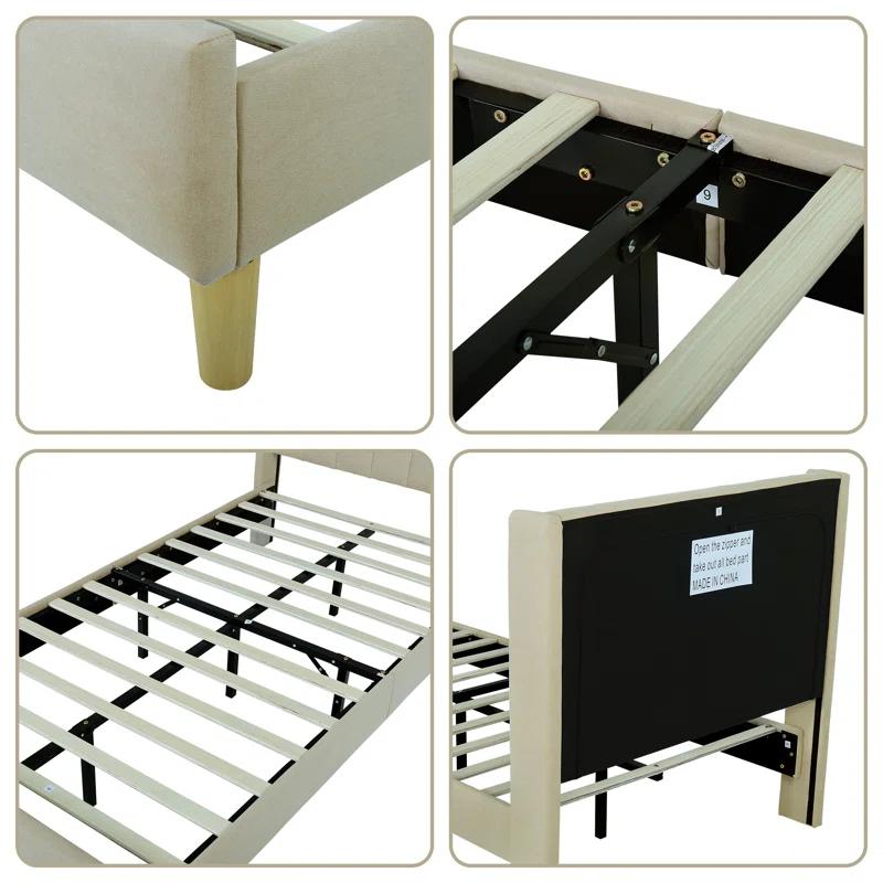 Wade Logan® Eriksay Low Profile Upholstered Platform Bed with Wingback Headboard