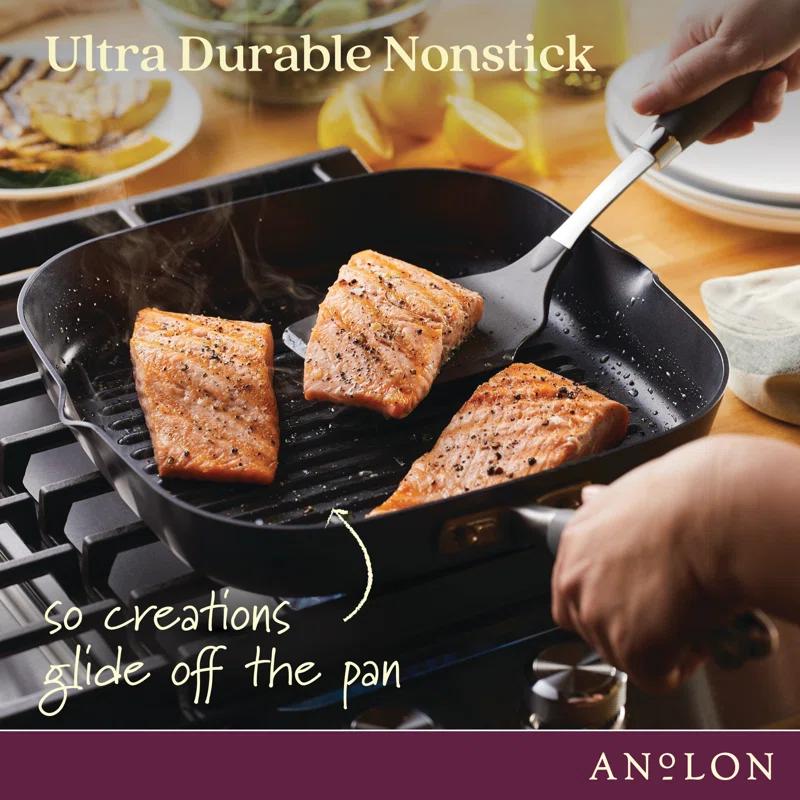 Anolon Anolon Advanced Home Hard Anodized Nonstick Deep Square Grill / Griddle Pan With Pour Spouts,11 Inch