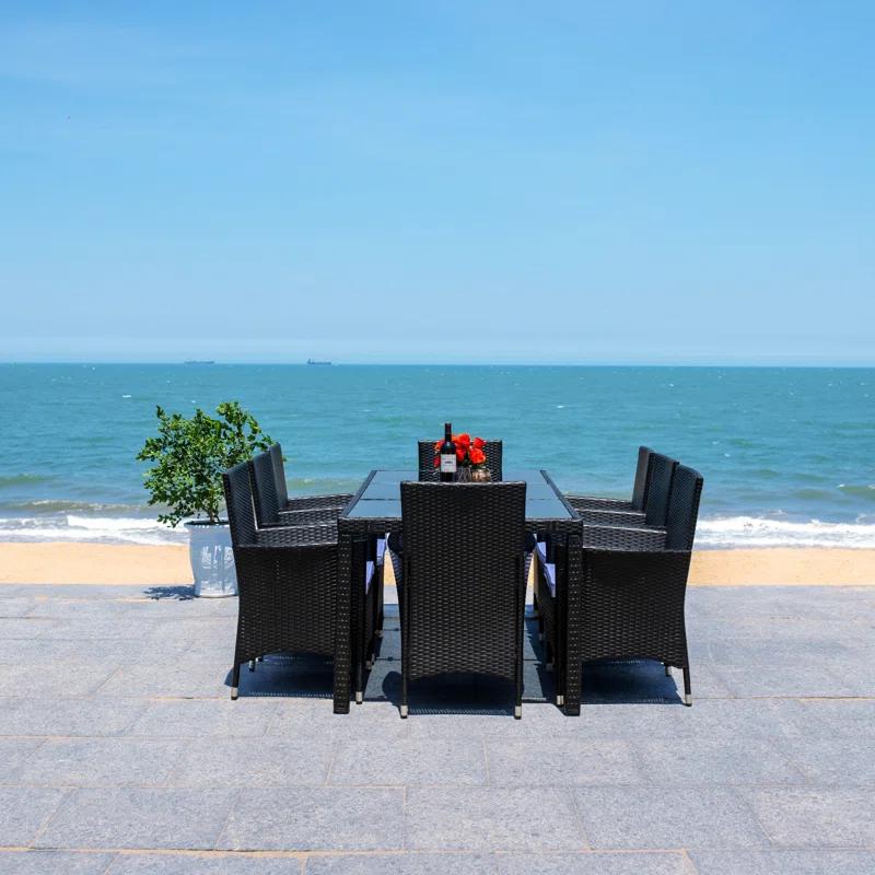 Safavieh Hailee 8 - Person Rectangular Outdoor Dining Set with Cushions