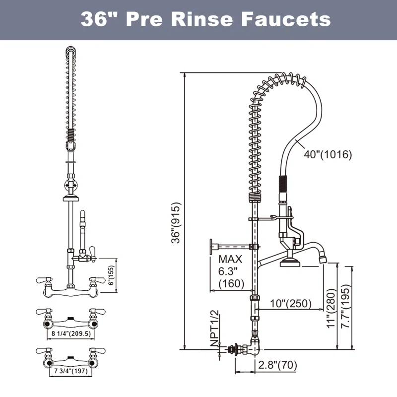 iVIGA Commercial Kitchen Faucet with Pre-Rinse Sprayer 36 Inch 2314300C-36-WF